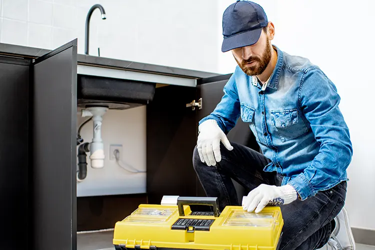 AI chatbot helping a plumber focus on the job while leads are captured