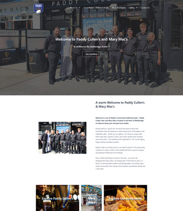 Paddy Cullen’s Pub – Hospitality Website Design in Dublin