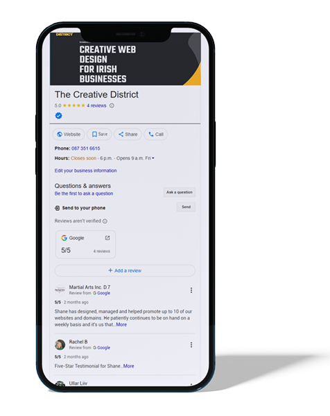 Small business Google listing