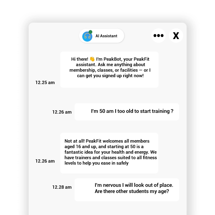 AI chatbot handling gym enquiries
