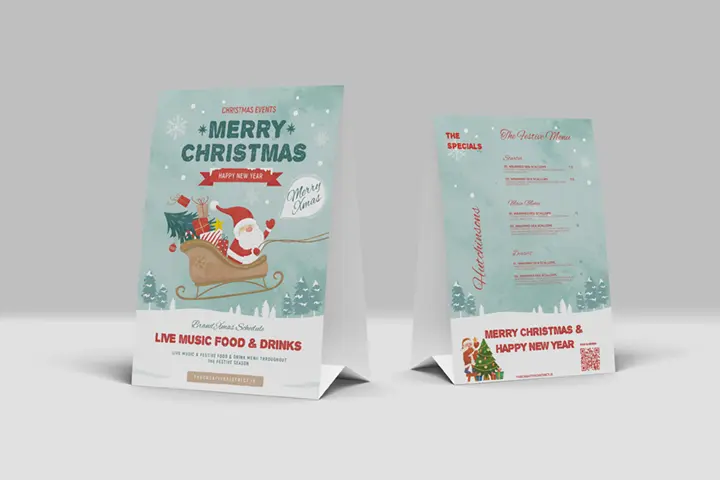 Christmas table tent 2 — front and back